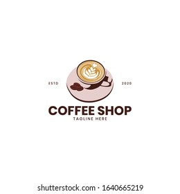 coffee shop logo with coffee cup and beans