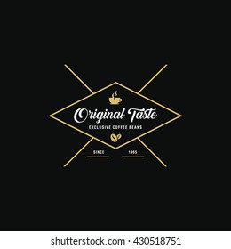 Coffee Shop Logo, Cup, beans, vintage style objects retro vector illustration.