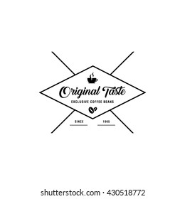 Coffee Shop Logo, Cup, beans, vintage style objects retro vector illustration.