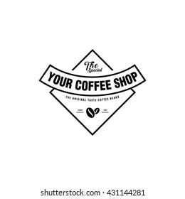 Coffee Shop Logo, Cup, beans, vintage style objects retro vector illustration.