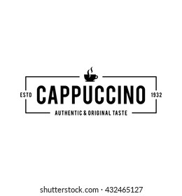 Coffee Shop Logo, Cup, beans, vintage style objects retro vector illustration.