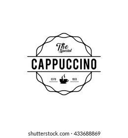 Coffee Shop Logo, Cup, beans, vintage style objects retro vector illustration.