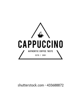 Coffee Shop Logo, Cup, beans, vintage style objects retro vector illustration.