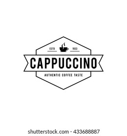 Coffee Shop Logo, Cup, beans, vintage style objects retro vector illustration.