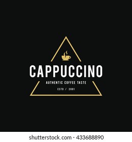 Coffee Shop Logo, Cup, beans, vintage style objects retro vector illustration.