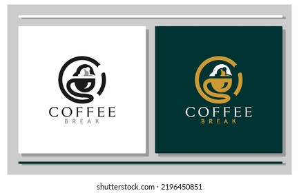 Coffee shop logo design with coffee break theme