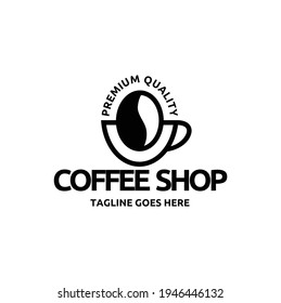 Coffee Shop Logo Design, Cup, Beans, Cafe Vintage Style Retro Vector Illustration