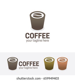 Coffee shop logo design. Drink, bean, Cafe logo concept. Vector logo template