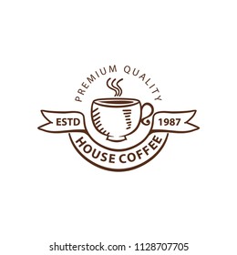 Coffee Shop Logo Design Element in Vintage Style for Logotype, Label, Badge and other design. Bean retro vector illustration.