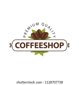 Coffee Shop Logo Design Element in Vintage Style for Logotype, Label, Badge and other design. Bean retro vector illustration.