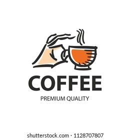 Coffee Shop Logo Design Element in Vintage Style for Logotype, Label, Badge and other design. Bean retro vector illustration.