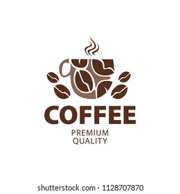 Coffee Shop Logo Design Element in Vintage Style for Logotype, Label, Badge and other design. Bean retro vector illustration.