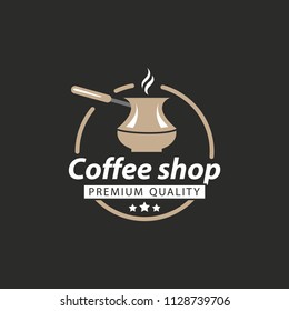 Coffee Shop Logo Design Element in Vintage Style for Logotype, Label, Badge and other design. Bean retro vector illustration.