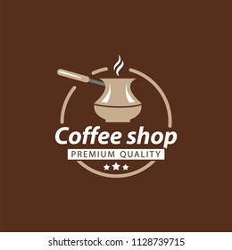 Coffee Shop Logo Design Element in Vintage Style for Logotype, Label, Badge and other design. Bean retro vector illustration.