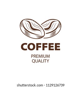 Coffee Shop Logo Design Element in Vintage Style for Logotype, Label, Badge and other design. Bean retro vector illustration.