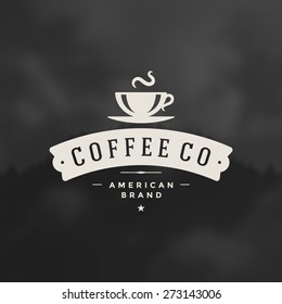 Coffee Shop Logo Design Element in Vintage Style for Logotype, Label, Badge and other design. Cup retro vector illustration.