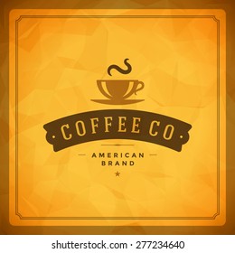 Coffee Shop Logo Design Element in Vintage Style for Logotype, Label, Badge and other design. Cup retro vector illustration.