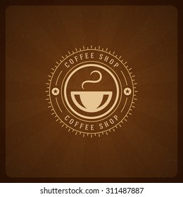 Elemento de diseño del logotipo de Coffee Shop en estilo vintage para logotipo, etiqueta, distintivo y otro diseño. Ilustración vectorial retro de la copa.