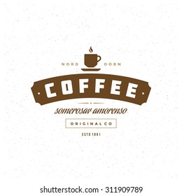 Coffee Shop Logo Design Element in Vintage Style for Logotype, Label, Badge and other design. Cup retro vector illustration.