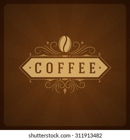 Coffee Shop Logo Design Element in Vintage Style for Logotype, Label, Badge and other design. Bean retro vector illustration.