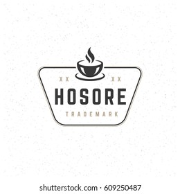 Coffee Shop Logo Design Element in Vintage Style Label or Badge. Cup Silhouette retro vector illustration.
