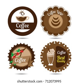 Coffee shop logo design elements vintage vector. Brown color