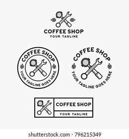coffee shop logo design inspiration isolated on white background