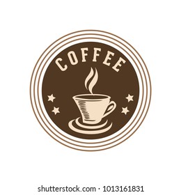 Coffee shop logo design template. Retro coffee emblem. Vector art.
