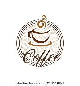 Coffee shop logo design template. Retro coffee emblem. Vector art.