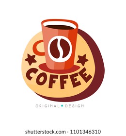 Coffee shop logo design template, cafeteria or coffeehouse badge vector Illustration on a white background