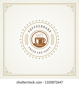 Coffee shop logo design template vector illustration. Cup silhouette, good for cafeteria signage and cafe badge. Retro typography emblem.