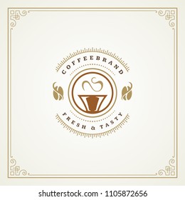 Ilustración vectorial de Plantilla de diseño de logotipo de cafetería. Silueta de la taza, buena para la señalización de la cafetería y la insignia de la cafetería. Emblema de tipografía retro.