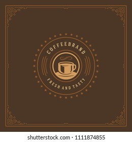 Coffee shop logo design template vector illustration. Cup silhouette, good for cafeteria signage and cafe badge. Retro typography emblem.