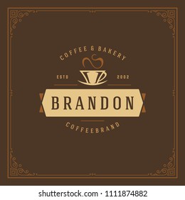 Coffee shop logo design template vector illustration. Cup silhouette, good for cafeteria signage and cafe badge. Retro typography emblem.