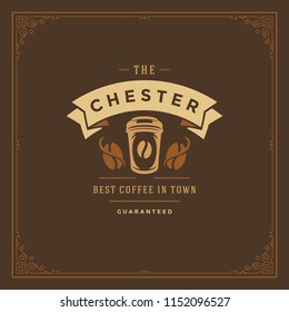 Coffee shop logo design template vector illustration. Cup silhouette, good for cafeteria signage and cafe badge. Retro typography emblem.
