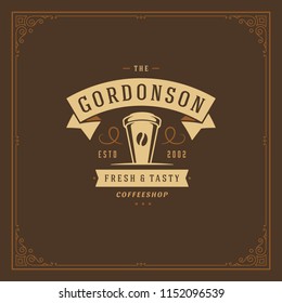 Coffee shop logo design template vector illustration. Cup silhouette, good for cafeteria signage and cafe badge. Retro typography emblem.