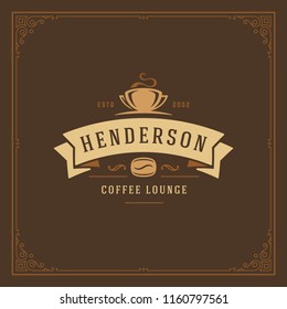 Coffee Shop Logo Design Template Vector Illustration. Cup Silhouette, Good For Cafeteria Signage And Cafe Badge. Retro Typography Emblem.