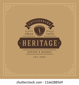 Coffee shop logo design template vector illustration. Bean silhouette, good for cafeteria signage and cafe badge. Retro typography emblem.