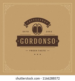 Coffee shop logo design template vector illustration. Bean silhouette, good for cafeteria signage and cafe badge. Retro typography emblem.