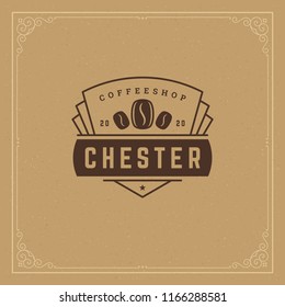Coffee shop logo design template vector illustration. Bean silhouette, good for cafeteria signage and cafe badge. Retro typography emblem.