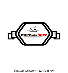 Coffee shop logo design template vector illustration. Cup silhouette, good for cafeteria signage and cafe badge. Retro typography emblem