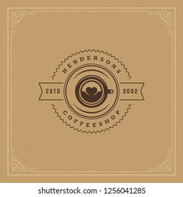Coffee shop logo design template vector illustration. Cup silhouette, good for cafeteria signage and cafe badge. Retro typography emblem.