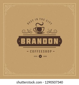 Coffee shop logo design template vector illustration. Cup silhouette, good for cafeteria signage and cafe badge. Retro typography emblem.