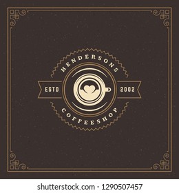 Coffee shop logo design template vector illustration. Cup silhouette, good for cafeteria signage and cafe badge. Retro typography emblem.