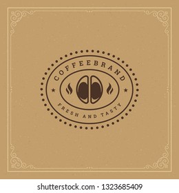 Coffee shop logo design template vector illustration. Bean silhouette, good for cafeteria signage and cafe badge. Retro typography emblem.