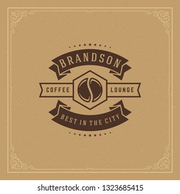 Coffee shop logo design template vector illustration. Bean silhouette, good for cafeteria signage and cafe badge. Retro typography emblem.