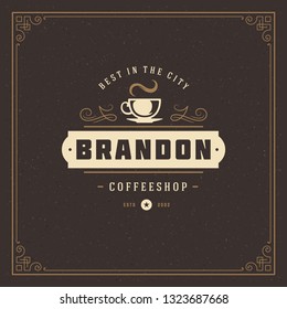 Coffee shop logo design template vector illustration. Cup silhouette, good for cafeteria signage and cafe badge. Retro typography emblem.