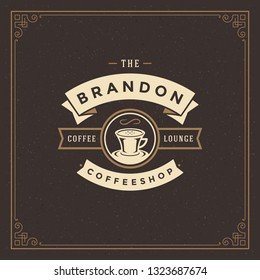 Coffee shop logo design template vector illustration. Cup silhouette, good for cafeteria signage and cafe badge. Retro typography emblem.