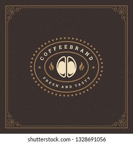 Coffee shop logo design template vector illustration. Bean silhouette, good for cafeteria signage and cafe badge. Retro typography emblem.