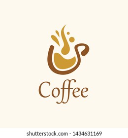 Coffee shop logo design template. Retro coffee emblem. Vector art